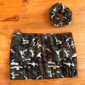 Camo tube top w/ matching scrunchie!